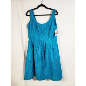 NEW Nine West $99 Size 12 Teal Shimmer Fit & Flare Skater Cocktail Party Dress